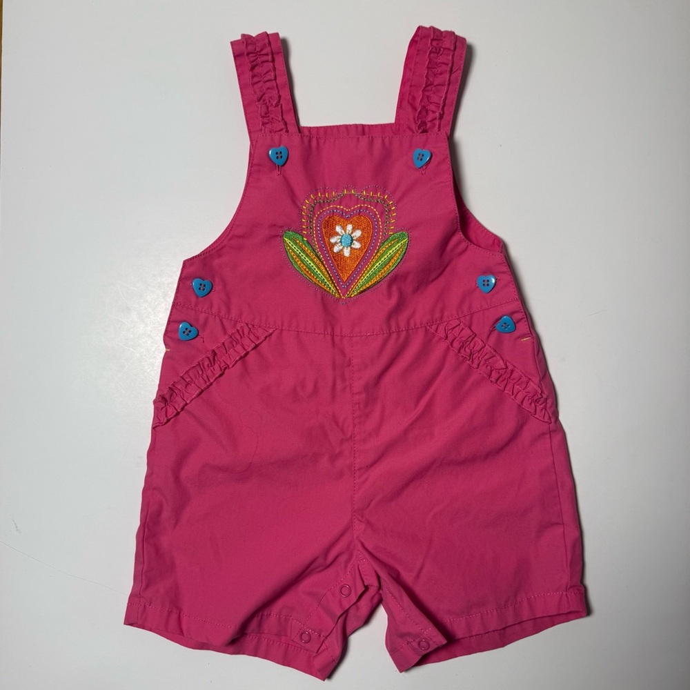 Woolworths Woolies Babes Pink Romper Embroidered Heart Flower 6–12M Baby Girls